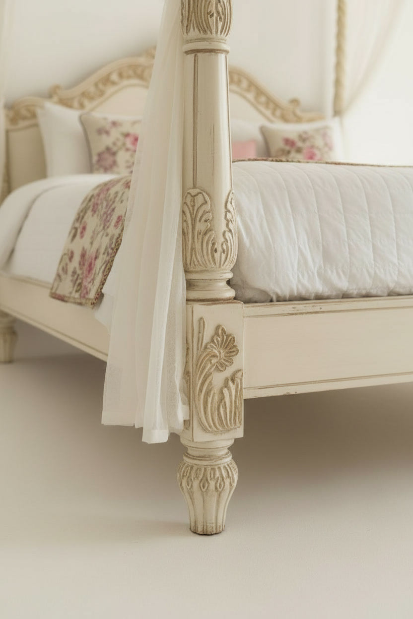 The Séraphine Bed — Hand-Carved Canopy Bed