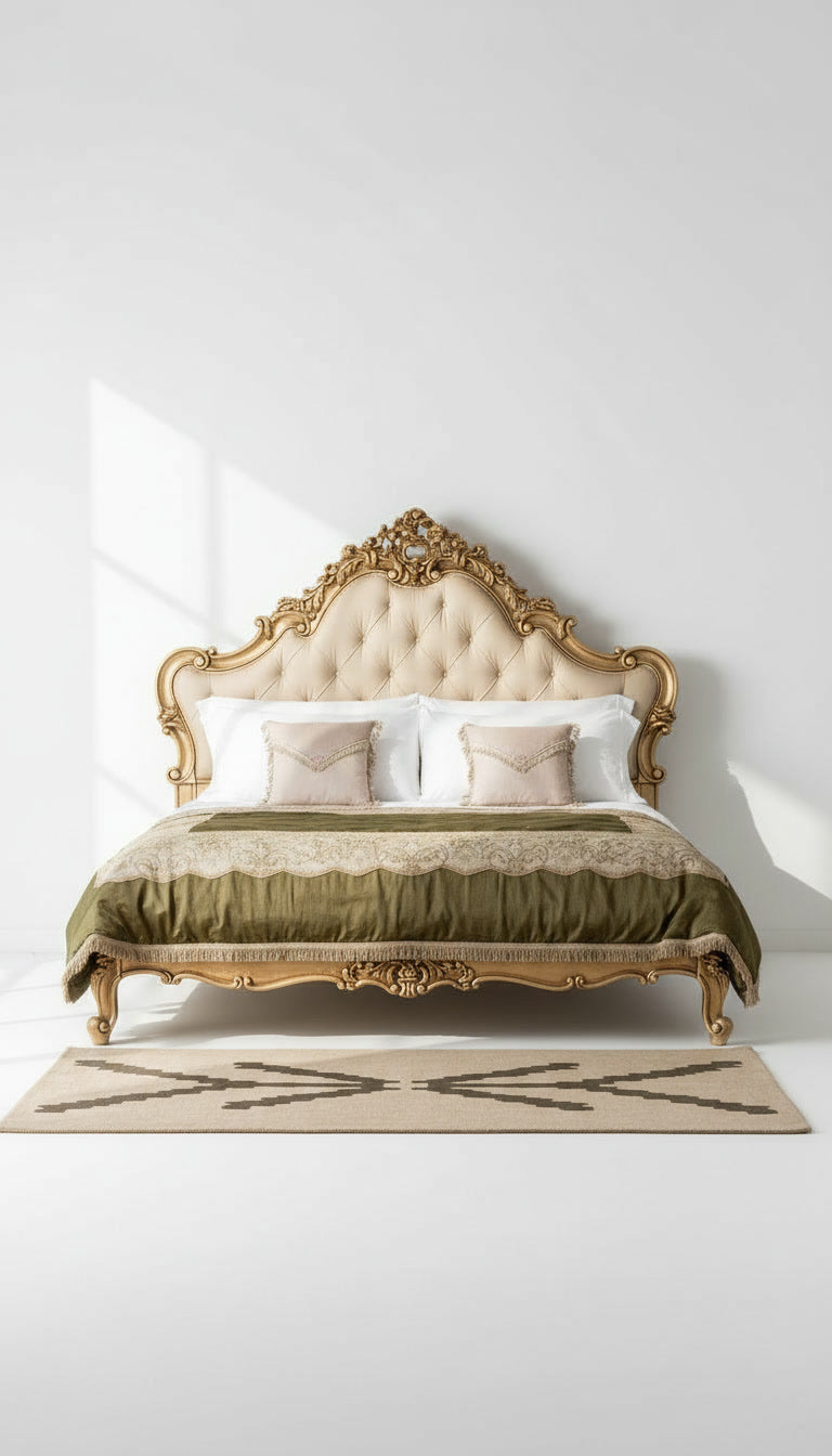 The Aurélia Bed — Hand-Carved Upholstered Bed