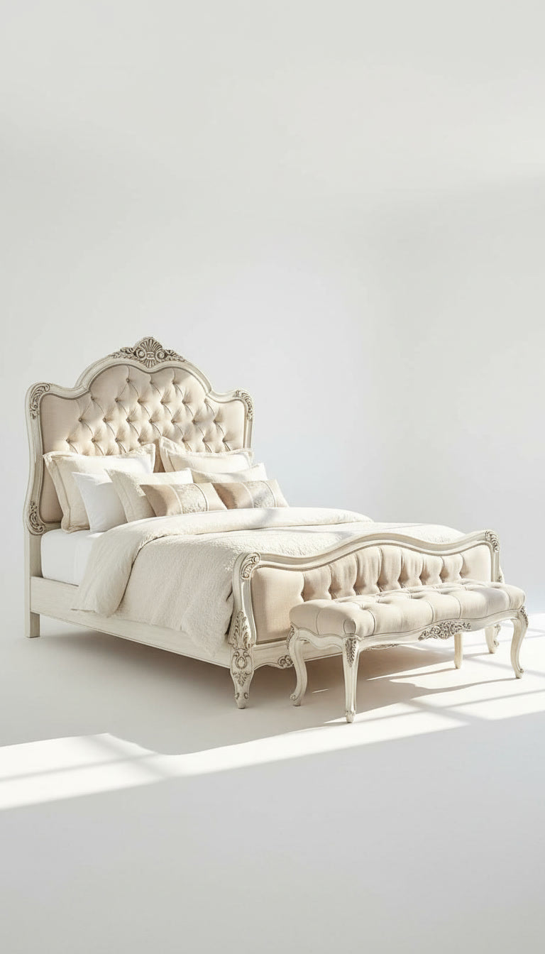 The Geneviève Bed — Carved Tufted Bed