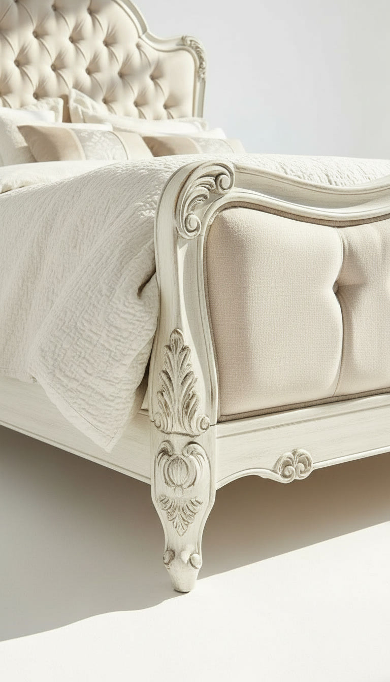 The Geneviève Bed — Carved Tufted Bed