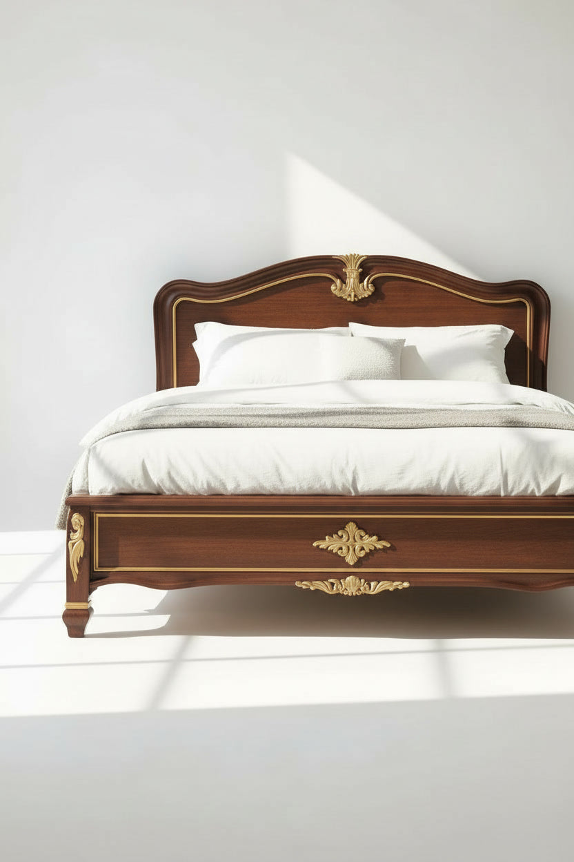The Laurent Bed — Hand-Carved Wooden Bed