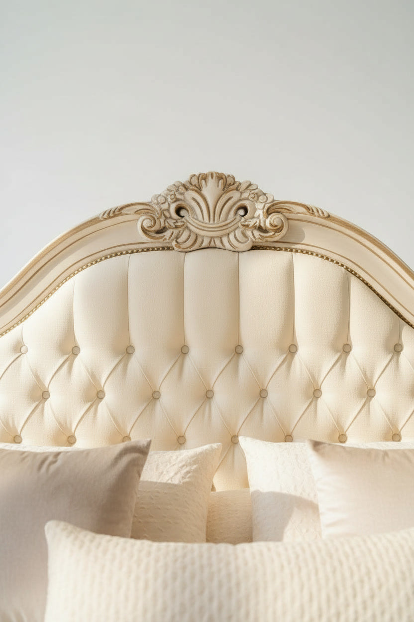 The Juliette Bed — Hand-Carved Tufted Bed
