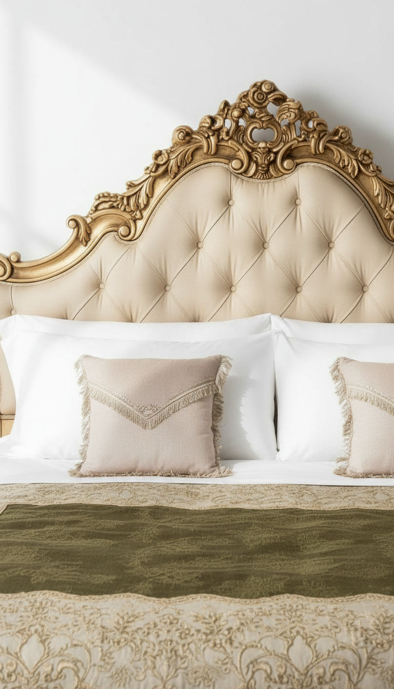 The Aurélia Bed — Hand-Carved Upholstered Bed