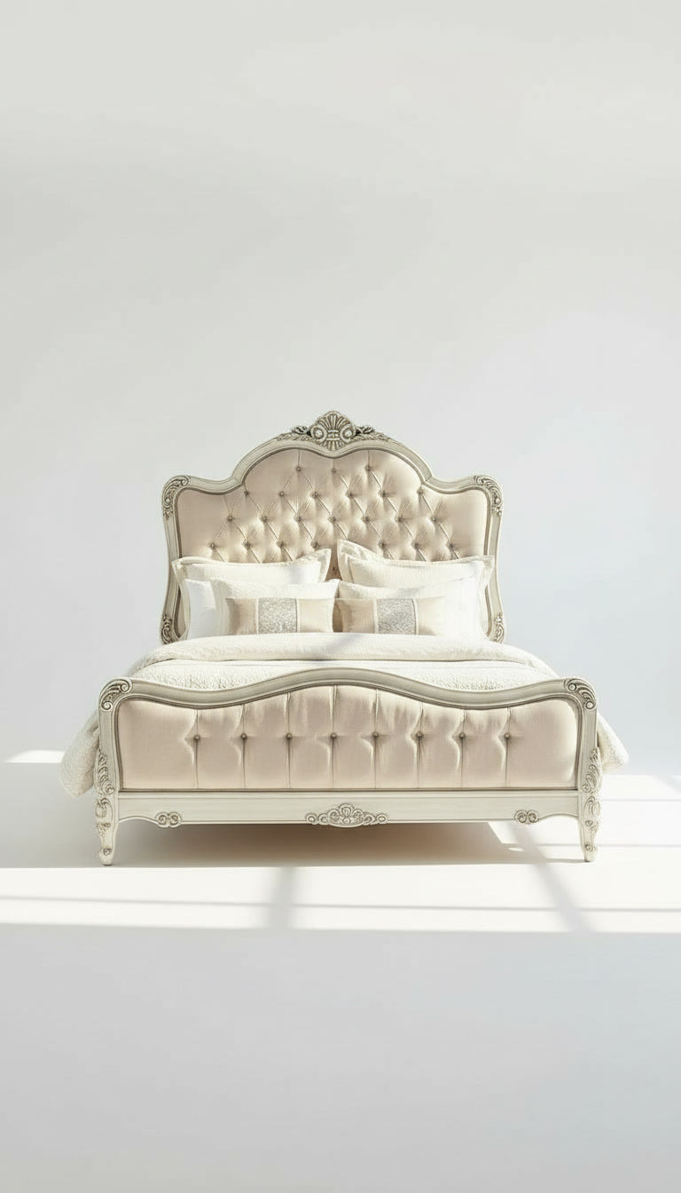 The Geneviève Bed — Carved Tufted Bed