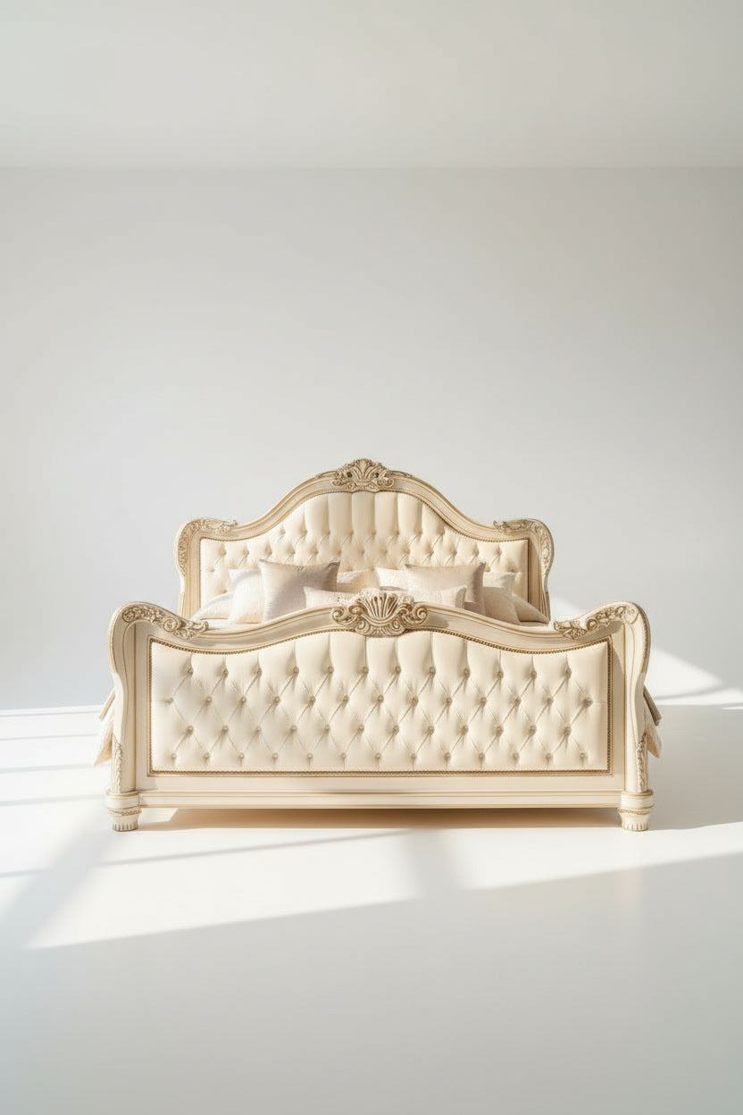 The Juliette Bed — Hand-Carved Tufted Bed