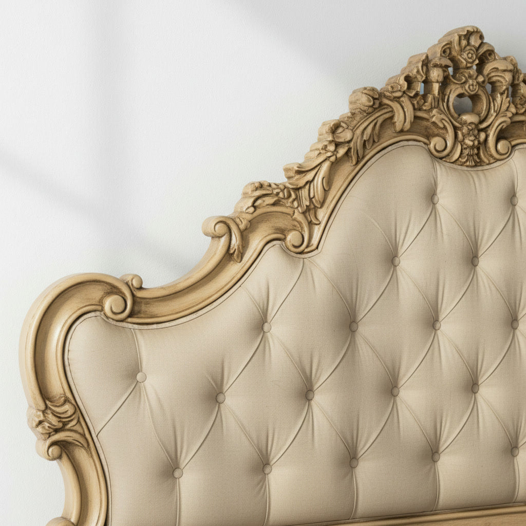 The Aurélia Bed — Hand-Carved Upholstered Bed