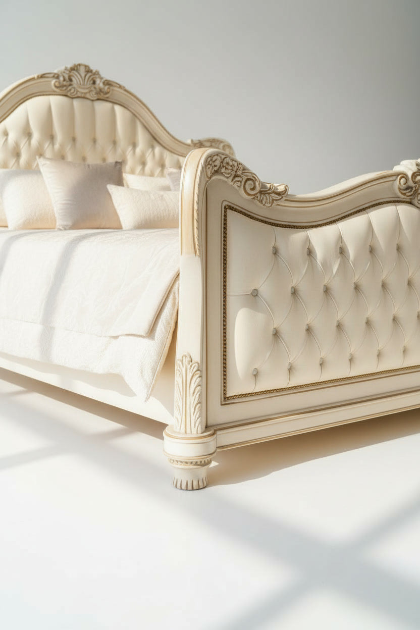 The Juliette Bed — Hand-Carved Tufted Bed
