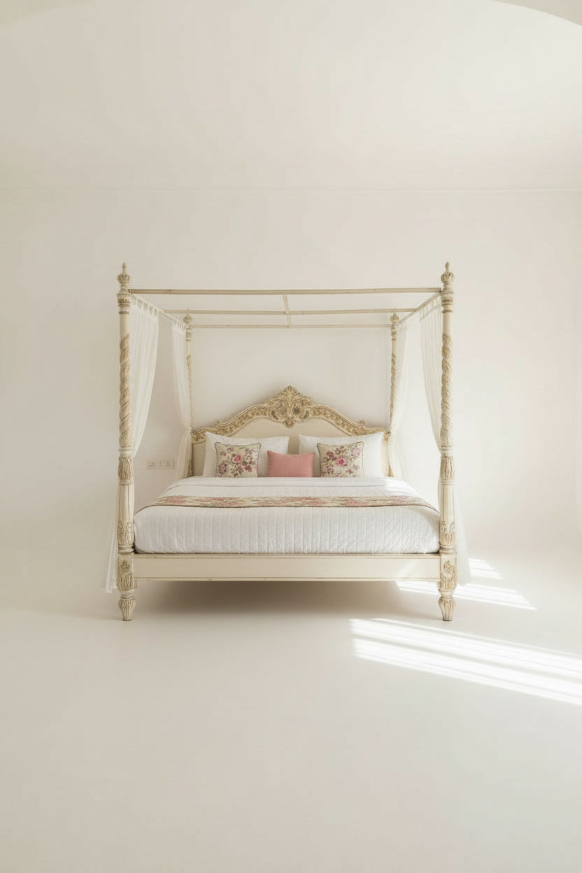 The Séraphine Bed — Hand-Carved Canopy Bed